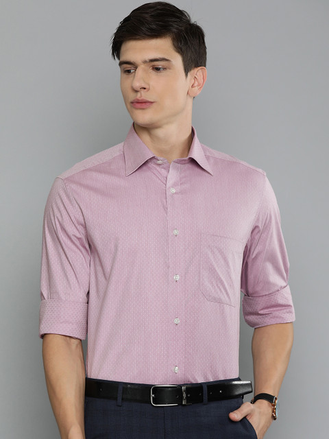 

Louis Philippe Men Purple & White Classic Fit Self Design Formal Shirt