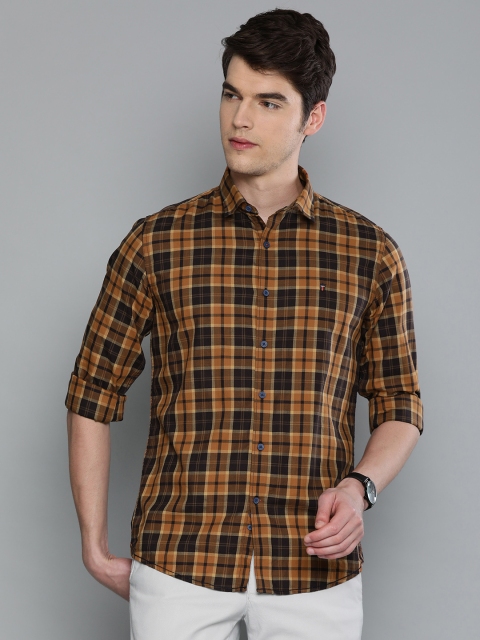 

Louis Philippe Sport Men Orange & Brown Checked Super Slim Fit Casual Shirt