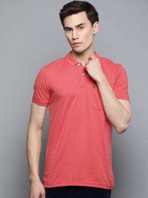 

Louis Philippe Sport Men Coral Red Solid Polo Collar T-shirt
