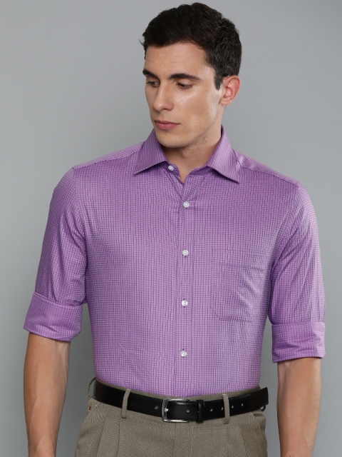 

Louis Philippe Men Purple Classic Fit Checked Formal Shirt