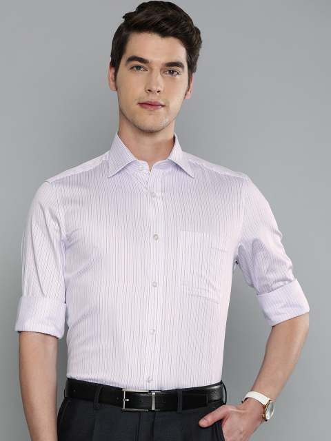 

Louis Philippe Men White & Blue Striped Classic Fit Formal Shirt