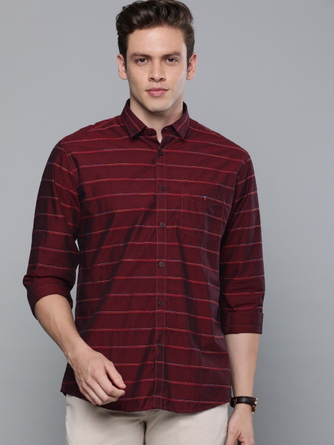 

Louis Philippe Sport Men Maroon Slim Fit Striped Casual Shirt