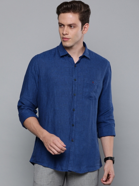 

Louis Philippe Sport Men Navy Blue Slim Fit Solid Linen Casual Shirt