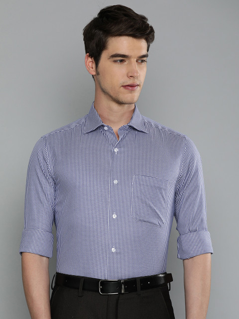

Louis Philippe Men Blue & White Classic Fit Checked Formal Shirt