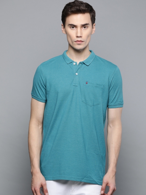 

Louis Philippe Sport Men Turquoise Blue Solid Polo Collar T-shirt