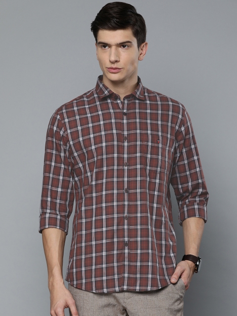 

Louis Philippe Sport Men Rust Brown & White Slim Fit Checked Casual Shirt