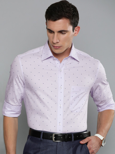

Louis Philippe Men Lavender & Navy Blue Classic Fit Printed Formal Shirt
