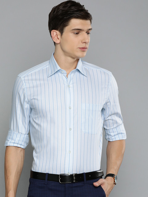 

Louis Philippe Men Blue & White Classic Regular Fit Striped Formal Shirt