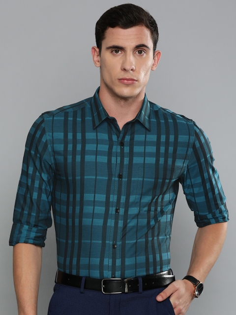 

Louis Philippe Men Blue Super Slim Fit Checked Formal Shirt