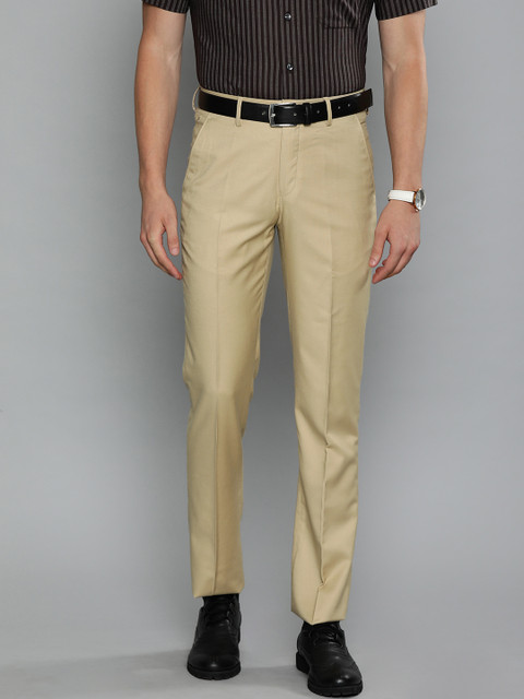 

Louis Philippe Men Beige Slim Fit Solid Formal Trousers