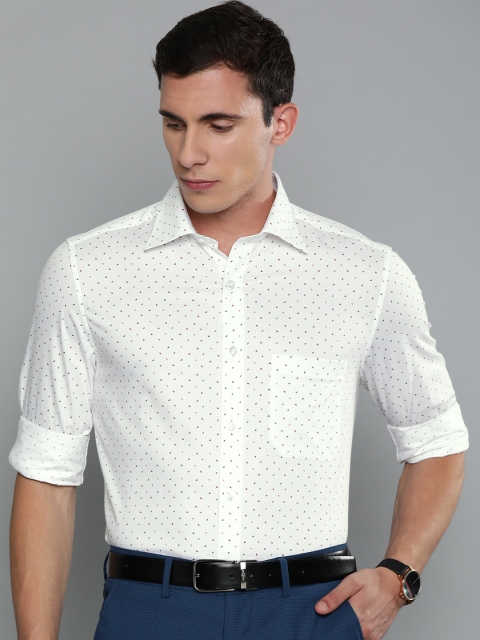 

Louis Philippe Men White & Charcoal Grey Classic Fit Printed Formal Shirt