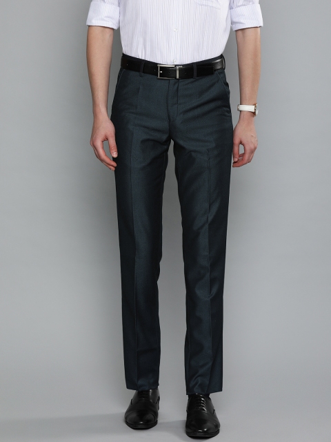 

Louis Philippe Men Navy Blue Self Design Slim Fit Formal Trousers