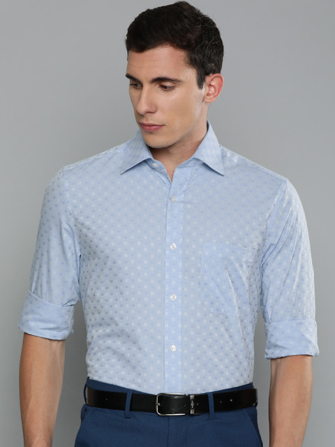 

Louis Philippe Men Blue & White Classic Fit Self Design Formal Shirt