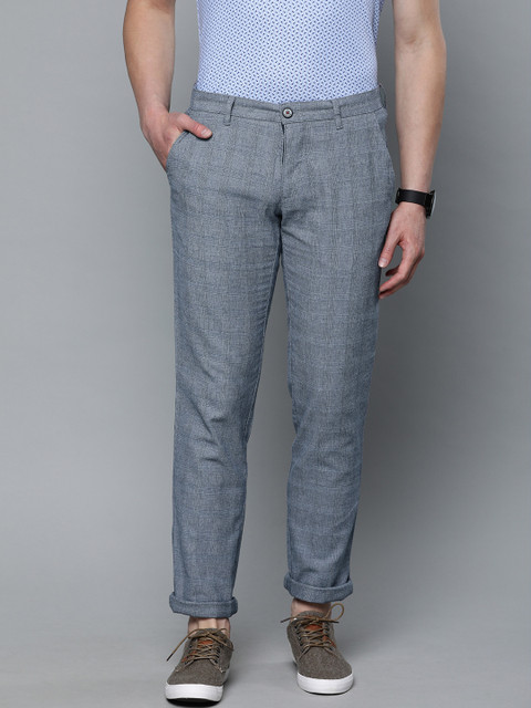 

Louis Philippe Sport Men Blue Slim Fit Self-Checked Regular Trousers