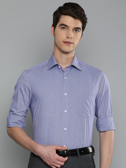 

Louis Philippe Men Blue & Red Classic Fit Self Design Formal Shirt