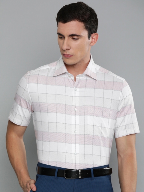 

Louis Philippe Men White & Red Classic Fit Checked Formal Shirt