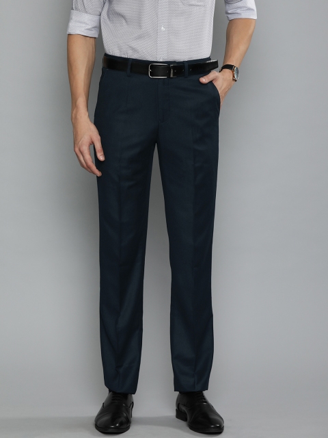 

Louis Philippe Men Navy Blue Slim Fit Self Design Formal Trousers