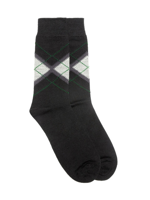 

Mast & Harbour Men Black & Grey Patterned Above Ankle-Length Socks