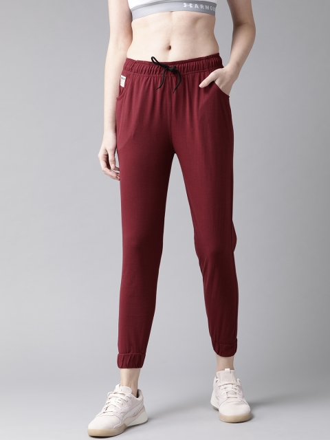 

Hubberholme Women Maroon Slim Fit Solid Cropped Joggers