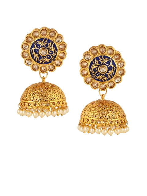 

Shining Diva Gold-Plated & Blue Antique Classic Jhumkas