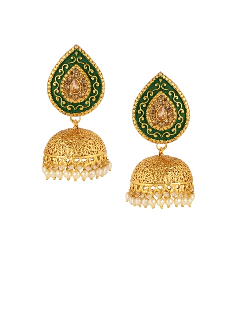 

Shining Diva Gold-Toned & Green Classic Jhumkas