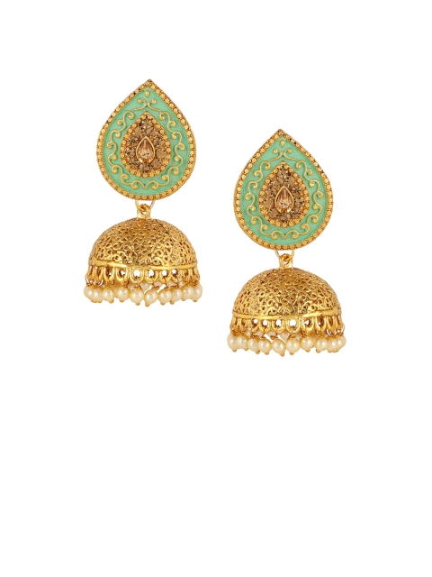 

Shining Diva Gold-Plated & Green Classic Jhumkas