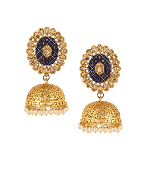 

Shining Diva Blue Gold Plated Classic Jhumkas