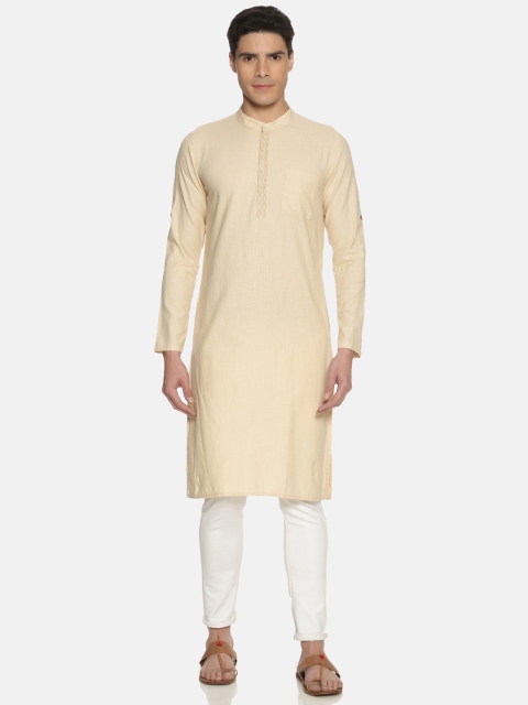 

IVOC Men Beige Solid Straight Kurta