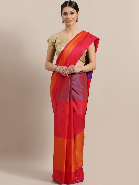 

GoSriKi Orange & Red Colourblocked Saree