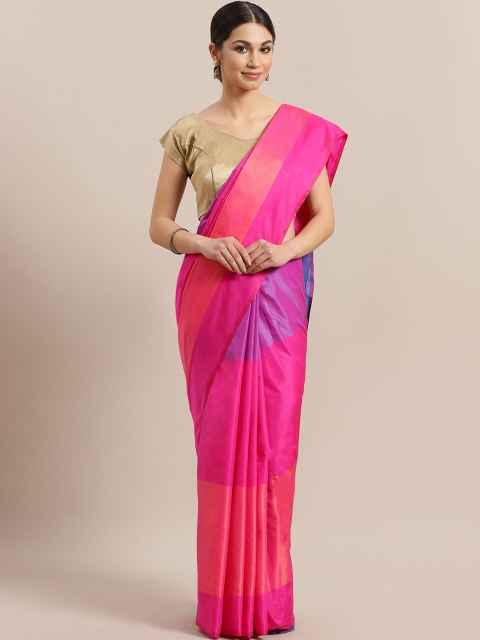 

GoSriKi Pink & Coral Orange Colourblocked Saree