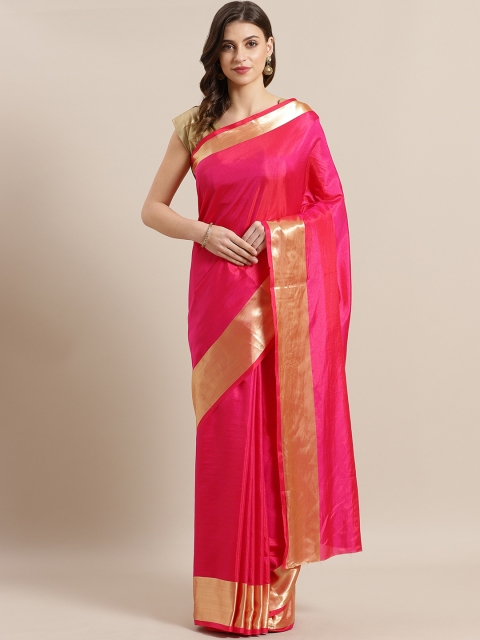 

GoSriKi Pink Solid Mysore Silk Saree
