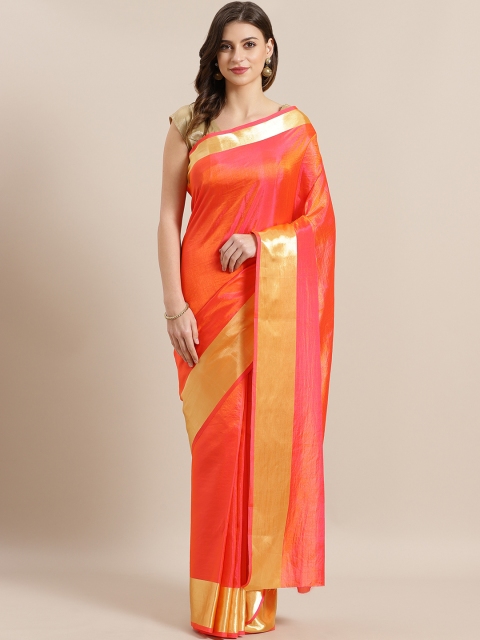 

GoSriKi Orange Solid Mysore Silk Saree