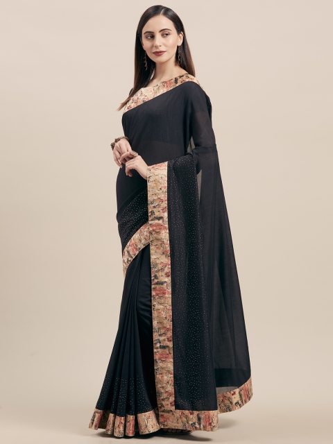 

Indian Women Black & Brown Poly Silk Solid Saree