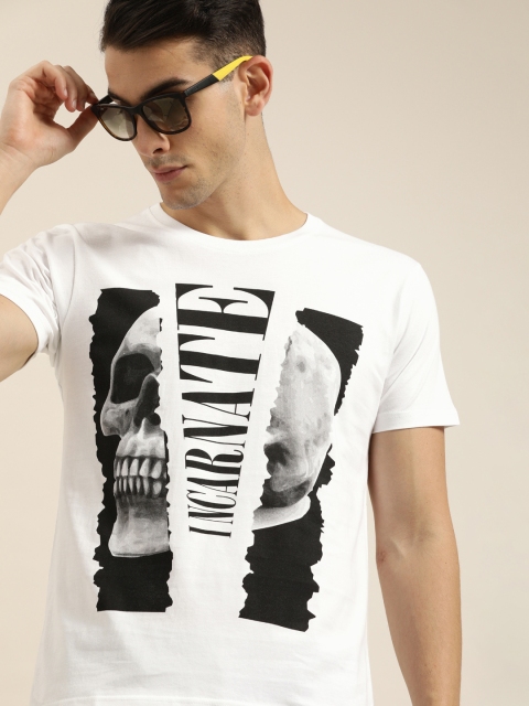 

Moda Rapido Men White Printed Round Neck T-shirt