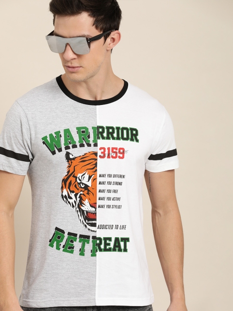 

Moda Rapido Men White & Grey Printed Round Neck T-shirt