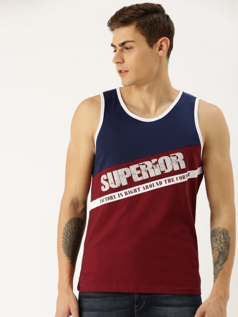 

Moda Rapido Men Maroon Colourblocked Round Neck Sleeveless T-shirt