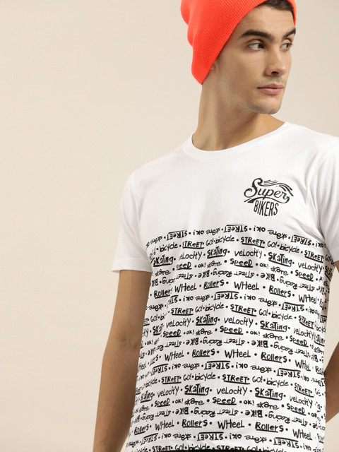 

Moda Rapido Men White Printed Round Neck T-shirt