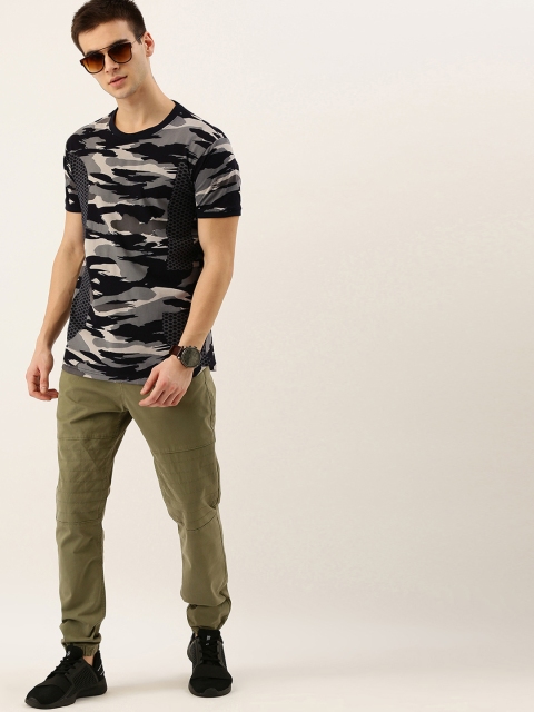 

Moda Rapido Men Grey Printed Round Neck Pure Cotton T-shirt