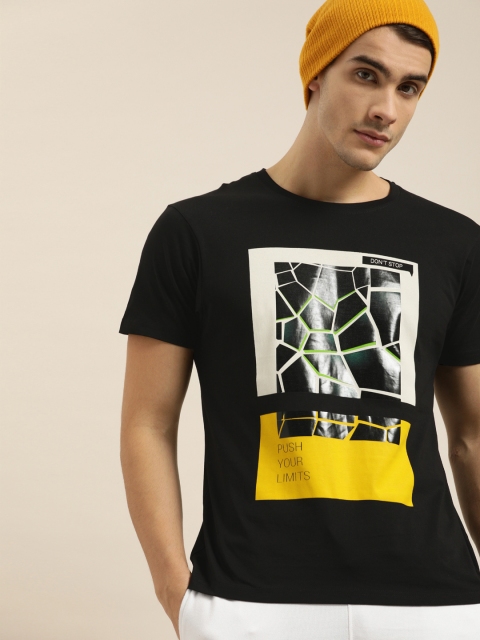 

Moda Rapido Men Black & White Printed Round Neck T-shirt