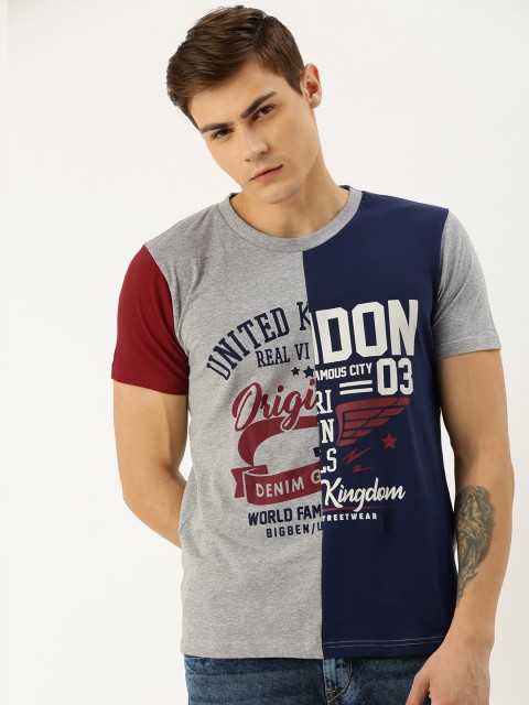 

Moda Rapido Men Grey Colourblocked Round Neck T-shirt