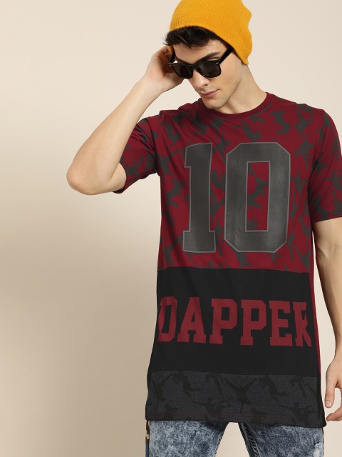 

Moda Rapido Men Maroon & Black Printed Round Neck T-shirt