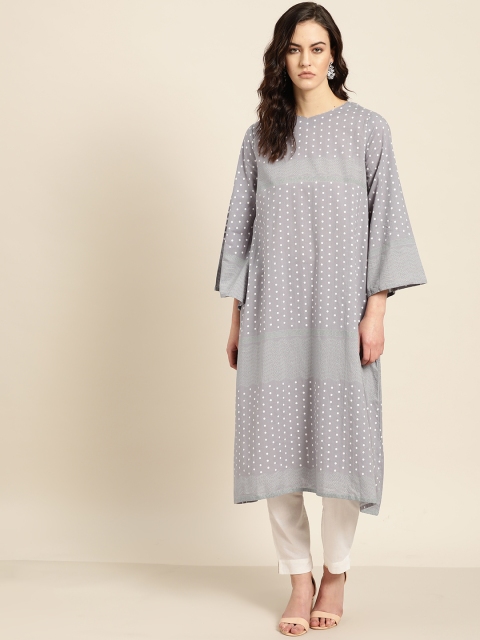 

Moda Rapido Women Grey & White Printed A-Line Kurta