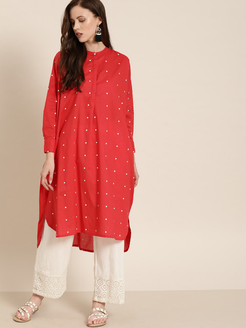 

Moda Rapido Women Red & White Printed Straight Kurta