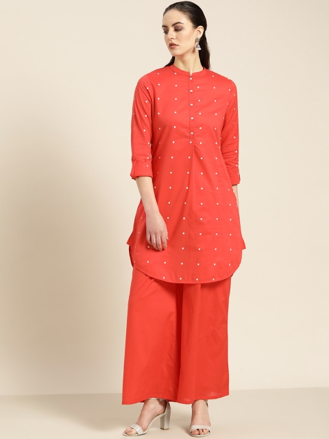 

Moda Rapido Women Red & White Printed Kurta with Palazzos