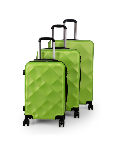

Teakwood Leathers Set of 3 Green Textured Hard-Sided Trolley Suitcases