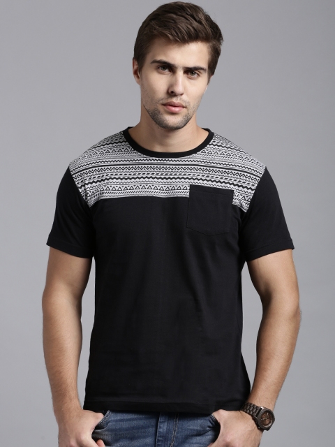 

Moda Rapido Black Printed Pure Cotton T-shirt