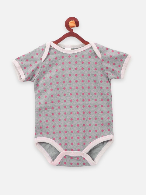 

LilPicks Girls Grey & Pink Printed Bodysuit