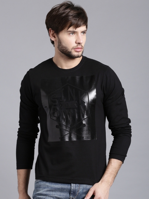

Moda Rapido Black Printed Pure Cotton T-shirt