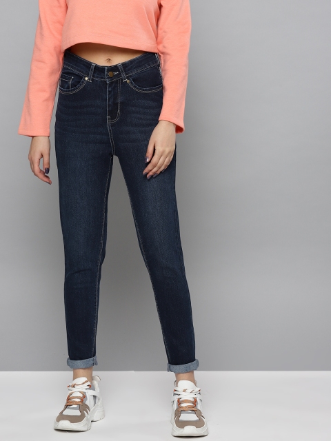 

VividArtsy Women Navy Blue High-Rise Clean Look Stretchable Jeans