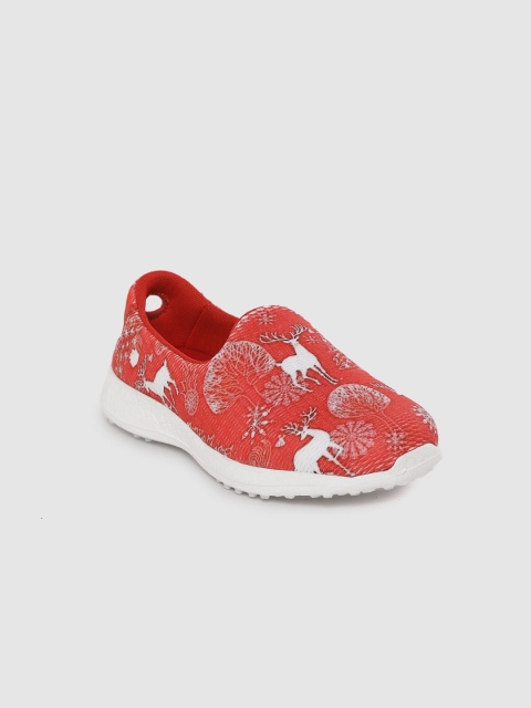 

KazarMax Kids Red & White Printed Slip-On Sneakers